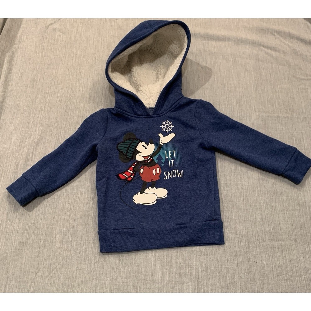 Disney Hoodie 2T Toddler Boy Fleece Mickey Mouse Pullover Sweatshirt